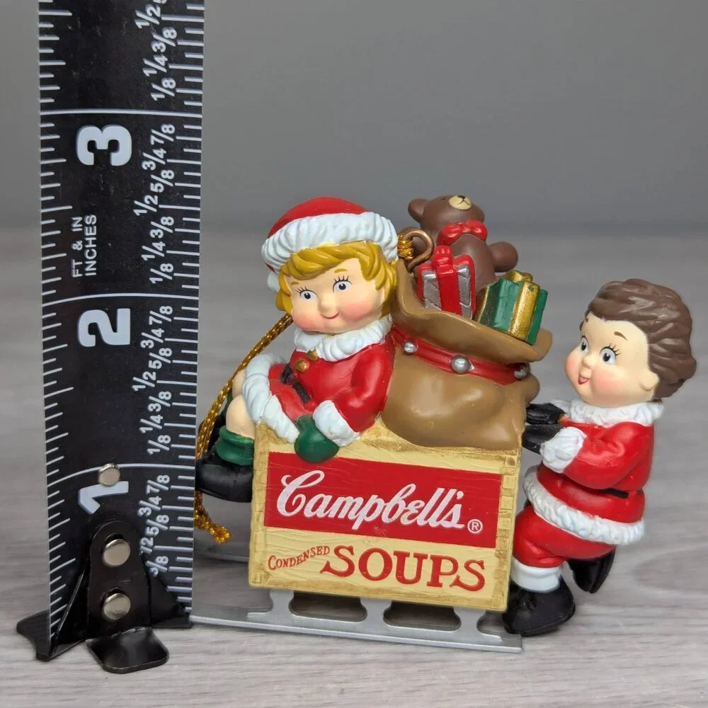 Vintage 1996 Campbell's Soup Kids Sled Christmas Ornament w/Original Box